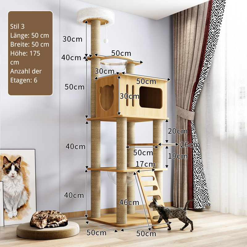 Katzenbaum Groß, Katzenbäume mit Ball Katzenspielzeug, Katzenmöbel Für große Katzen, Mehrstöckig