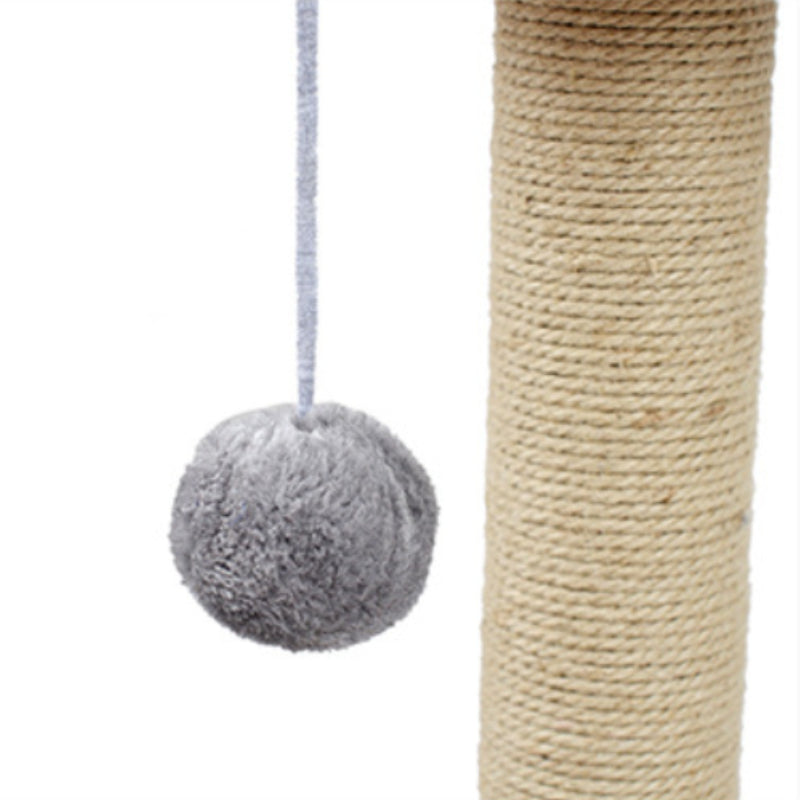 Katzenbaum, 3-in-1 Kletterbaum mit Katzenhaus, Kratzsäule und Spielball, Hochwertige Hanfseil- und Plüschmaterialien