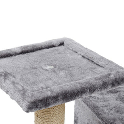 Katzenbaum, 3-in-1 Kletterbaum mit Katzenhaus, Kratzsäule und Spielball, Hochwertige Hanfseil- und Plüschmaterialien