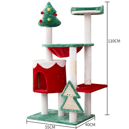 Pawsometime Weihnachtsbaum für Katzen, Süßes Design Kratzbaum im Weihnachtsstil, Wärmend mit Plüschmaterial