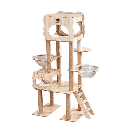 Katzen Kletterbaum, Tigerdesign, mit Dekor und Ausichtplattformen, Aktivitätsspielzeug für kleine und große Katzen