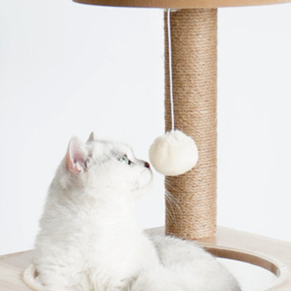 Katzenbaum Stabil, Katzenkratzbaum aus Holz für Katzen, Robustes Kratzmöbel mit Höhle, Natur, 135 cm Höhe