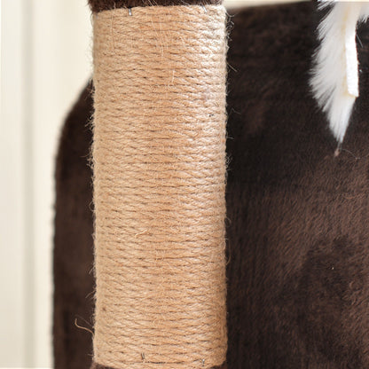 Katzenbaum groß, Braun Luxus Kratzbaum für Mehr Katzen, mit 3 Spielbällen & Katzenhaus aus weichem Plüsch