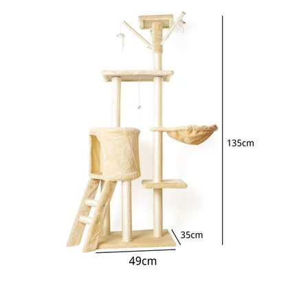 Katzenbaum More Cats, Stabiler Katzenbaum mit Bequemer Rückzugsort und Spielplatz, vielen Funktionen, HellGelb