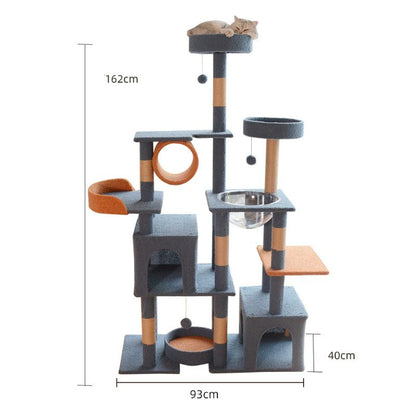 Katzenbaum XXL, Riesen Katzenbaum, Mehrstöckiger, Stabil, Katzenspielplatz mit Spielhöhle, 162 cm Höhe