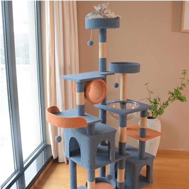 Katzenbaum XXL, Riesen Katzenbaum, Mehrstöckiger, Stabil, Katzenspielplatz mit Spielhöhle, 162 cm Höhe