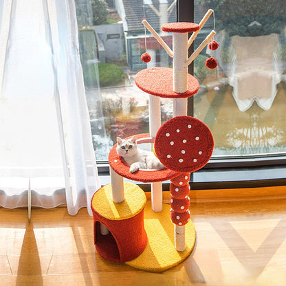 Katzenbaum für große Katzen, Weißdornform Katzenkratzball & Katzenbett in Raumkapselform, Katzenhöhle, für Mehrkatzenhaushalte