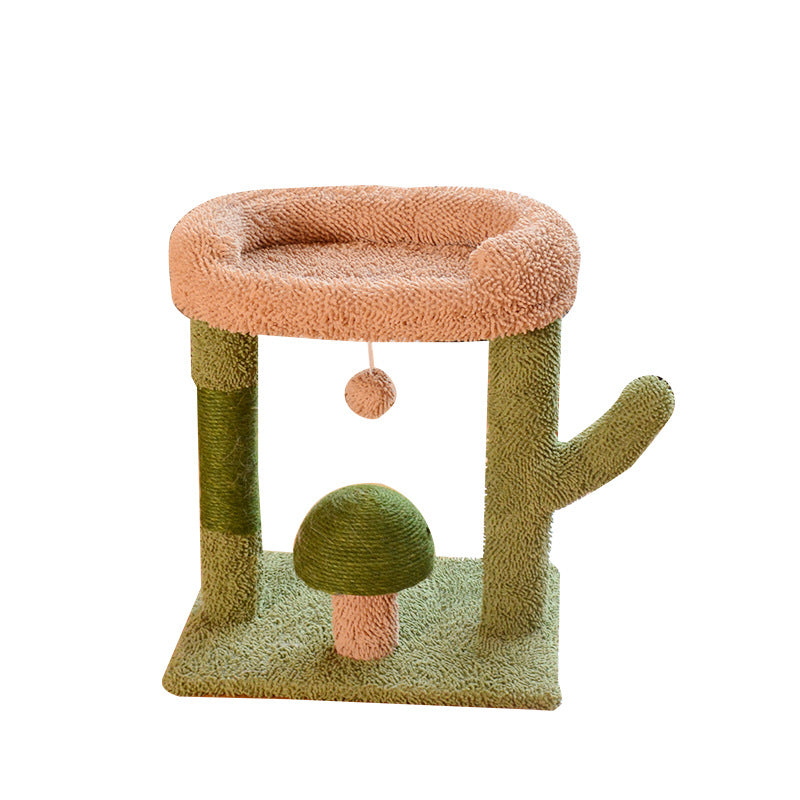 Katzen Baum, Cactus Sisal-Katzenbaum mit Katzenbett, Pilzform Katzenkratzball, Schlafen für große Katzen & Krallenschleifen