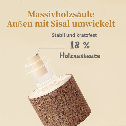 Katzenbaum Holz, Stabiler Kratzbaum aus Massivholz, Sisal-kratzbrett, Drei Ebenen Katzenbett, Ideal für Mehrkatzenhaushalte