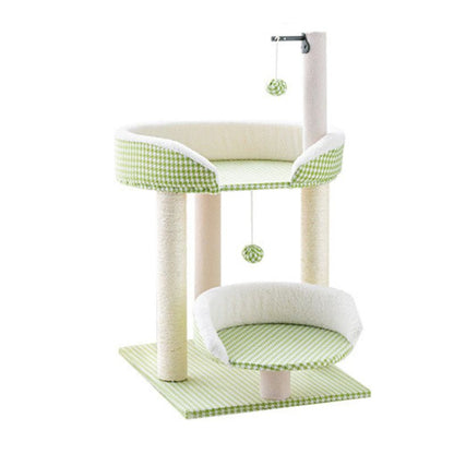 Katzen Baum, Kleine Katzenbaum, Kletterbaum mit Spielball, Hanfseil Kratzbaum, Stabil und Robust, in Hellgrün