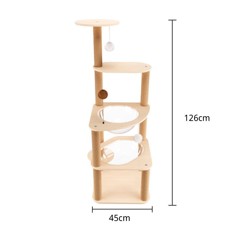 Katzenbaum Holz, Stabiles Katzenkratzbaum, Aktivitätsbaum Katzenmöbel, Fördert die Bewegung für Katzen aller Größen