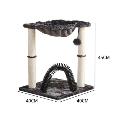 Kleine Katzenbaum mit Katzenbett, Stabile Sisal-Säule, Platzsparendes Design für Ecken und Wände, Schwarzes