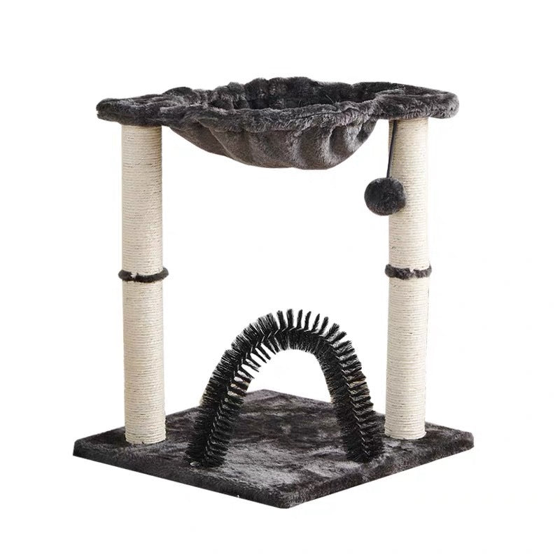 Kleine Katzenbaum mit Katzenbett, Stabile Sisal-Säule, Platzsparendes Design für Ecken und Wände, Schwarzes