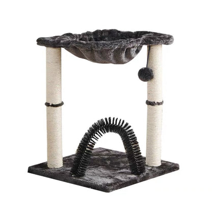 Kleine Katzenbaum mit Katzenbett, Stabile Sisal-Säule, Platzsparendes Design für Ecken und Wände, Schwarzes