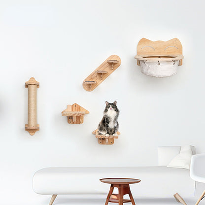 Katzenbaum für Wand, Katze Klettern Regal, Katzentreppe, Vielseitigen Kombinationsmöglichkeiten (1 Stück)