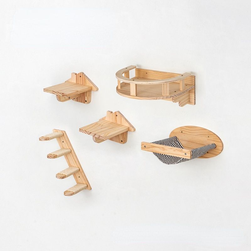 Katzenbaum Wand, Katzenwandmöbel Set 5-Teiliges, bietet Klettermöglichkeiten für Katzen, platzsparend und Spielen