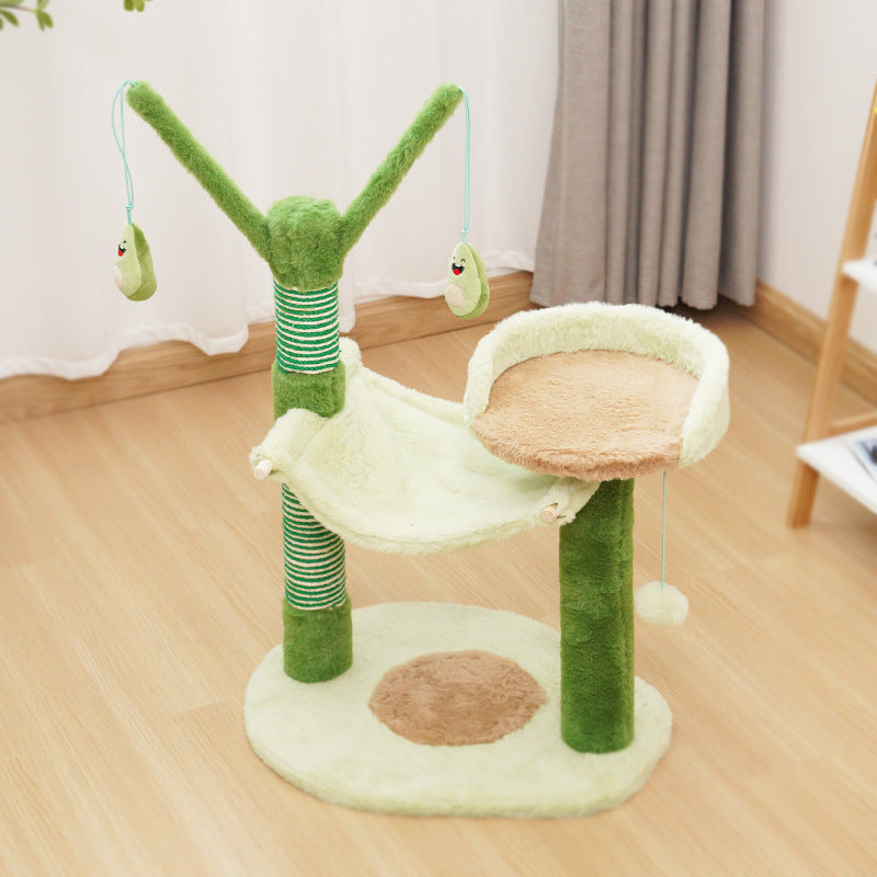 Kletterbaum für Katzen, Avocado-Themen Katzenbaum mit Spielzeugball und Ruhebereich, Frisches Design für kleine Katzen