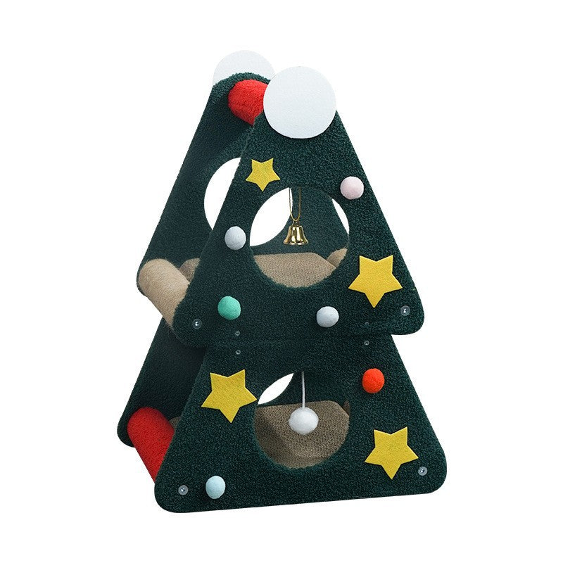 Katzen Baum, Weihnachtsbaum für Katzen, Doppelschichtiger gemütlichem Plüsch Katzenbett für zwei Katzen, 48x40x52 cm