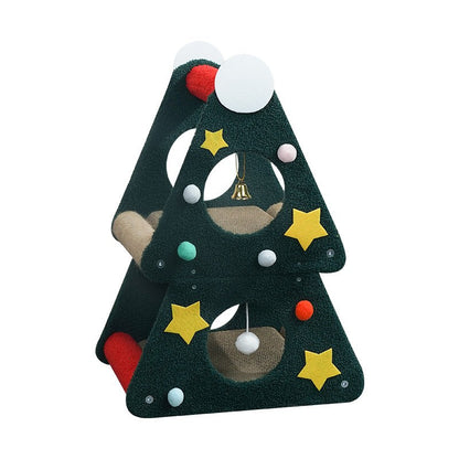 Katzen Baum, Weihnachtsbaum für Katzen, Doppelschichtiger gemütlichem Plüsch Katzenbett für zwei Katzen, 48x40x52 cm