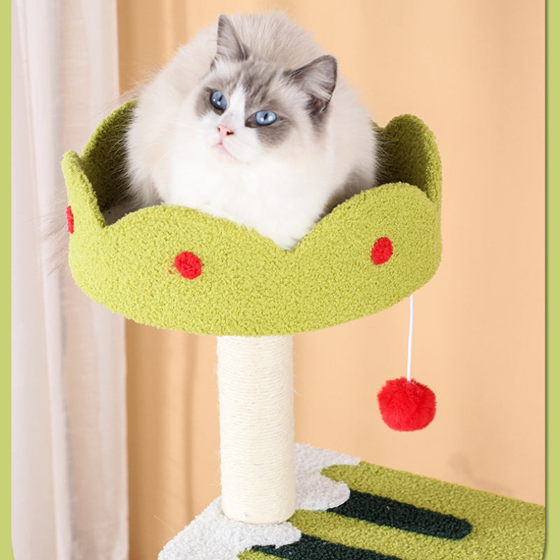 Katzenbaum groß, Eiscreme-Form Kletterbaum mit mehreren Ebenen, Katzenhöhle & Katzenbett für aktives Spielen und Entspannen