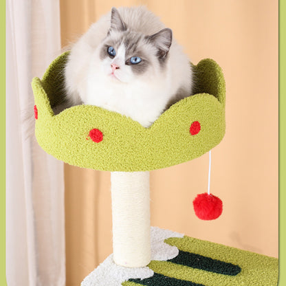 Katzenbaum groß, Eiscreme-Form Kletterbaum mit mehreren Ebenen, Katzenhöhle & Katzenbett für aktives Spielen und Entspannen