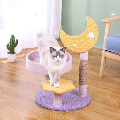 Katzen Baum, Katzenkratzbaum mit Drei Ebenen, Strapazierfähigem Sisal & Flauschigem Katzenbett für Spiel und Entspannung