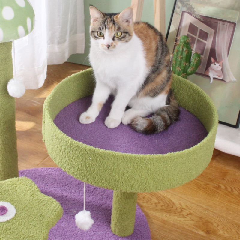 Katzen Baum, stilvolles Pilz-Design Katzenkratzbaum mit gemütlichem Katzenbett & Sisal-Kratzsäulen, zum Kratzen und Schlafen