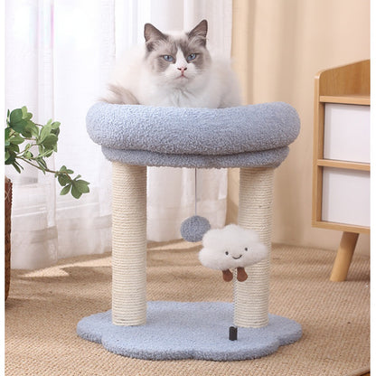 Katzen Baum, Blaue und Grüne, Wolkenform Plüsch Katzenbett & Sisal Katzenkratzbaum, für Kratzen und Schlafen von Katzen