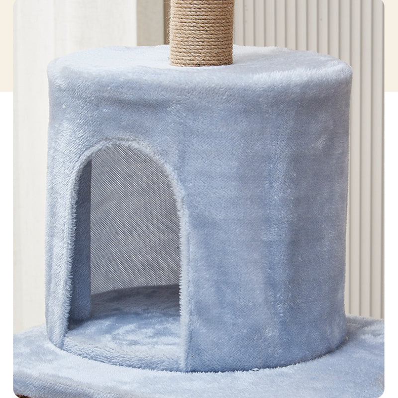 Katzenbaum groß, Hellblau Luxuriöser Mehrstöckiger Katzenkratzer, Sisal kratzbaum & Flauschigem Katzenbett, für mehrere Katzen