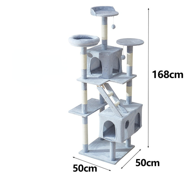 Katzenbaum grosse Katzen, Blauer Katzenbaum mit mehreren Etagen, Reichhaltig & interessant, ideal für Mehrkatzenhaushalte