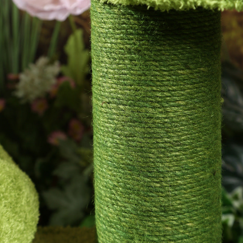 Katzenbaum groß, Grünes Plüsch-Lotuskatzen-Klettergerüst für Mehrkatzenhaushalte, Warm & gemütlich, Katzen entspannen