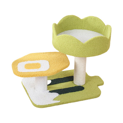 Katzen Baum, Plüsch Eiscreme-Katzenklettergerüst dreischichtig, Katzenspielball & Häuschen für Katzen, katzenfreundlich