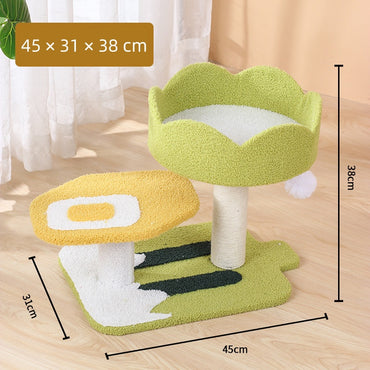 Katzen Baum, Plüsch Eiscreme-Katzenklettergerüst dreischichtig, Katzenspielball & Häuschen für Katzen, katzenfreundlich