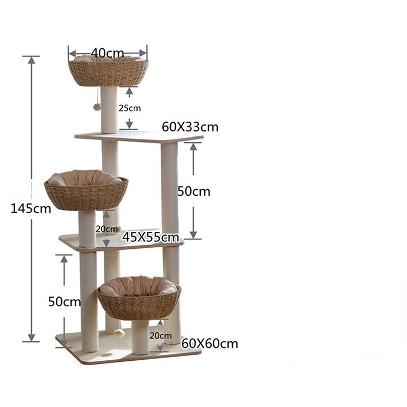 Katzenbaum für große Katzen, Katzenbett flechten, Stoffmaterial Kratzbäume, Katzenhöhlen & Spielplätze für mehrere Katzen