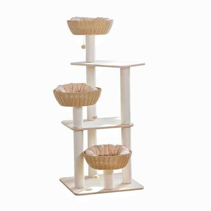 Katzenbaum für große Katzen, Katzenbett flechten, Stoffmaterial Kratzbäume, Katzenhöhlen & Spielplätze für mehrere Katzen