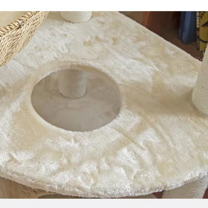 Katzenbaum Grosse Katzen, Gewebtes Katzenbett Mehrstöckiger Katzenkratzbaum mit Sisal, Katzenspielplatz für Aktive Katzen