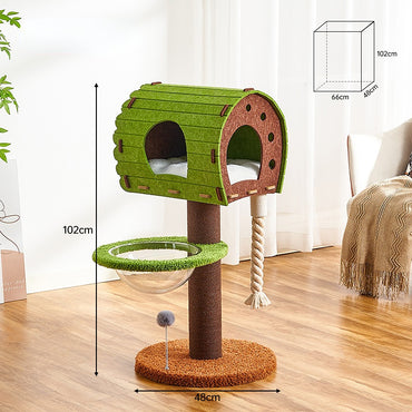Katzenbaum Groß, Gefühlt Katzenhaus & Sisal Kratzsäule, Lebendige Farben, Mehrere Katzen, Ideal für Spiel und Entspannung