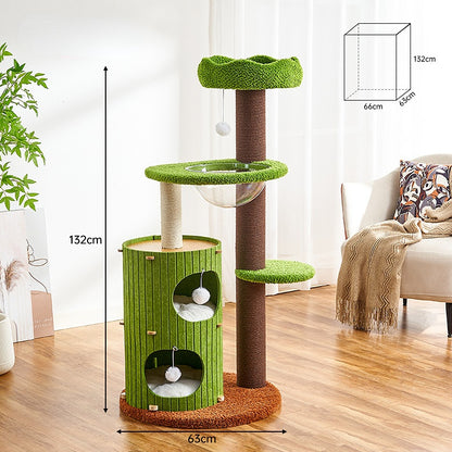 Katzenbaum Groß, Gefühlt Katzenhaus & Sisal Kratzsäule, Lebendige Farben, Mehrere Katzen, Ideal für Spiel und Entspannung
