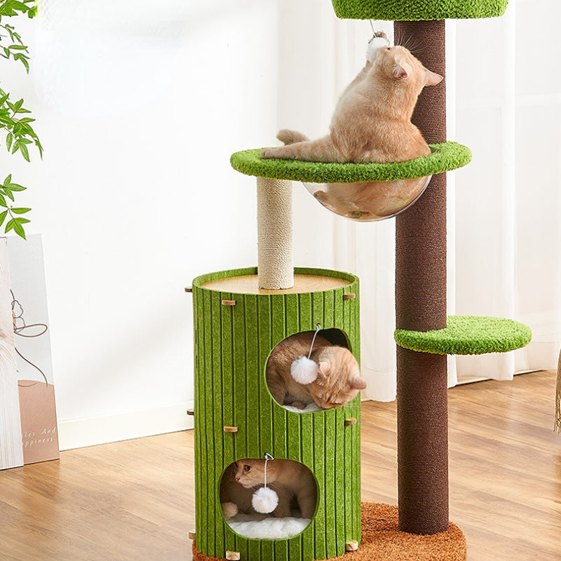 Katzenbaum Groß, Gefühlt Katzenhaus & Sisal Kratzsäule, Lebendige Farben, Mehrere Katzen, Ideal für Spiel und Entspannung
