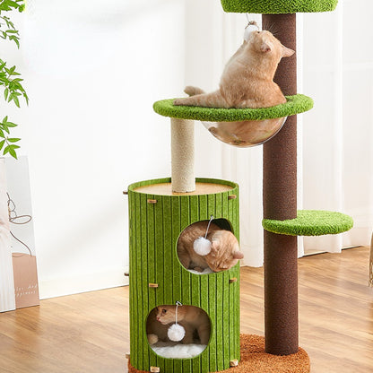 Katzenbaum Groß, Gefühlt Katzenhaus & Sisal Kratzsäule, Lebendige Farben, Mehrere Katzen, Ideal für Spiel und Entspannung