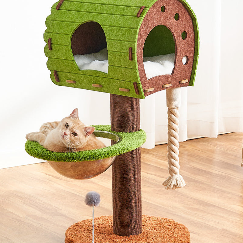 Katzenbaum Groß, Gefühlt Katzenhaus & Sisal Kratzsäule, Lebendige Farben, Mehrere Katzen, Ideal für Spiel und Entspannung