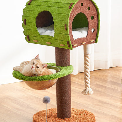 Katzenbaum Groß, Gefühlt Katzenhaus & Sisal Kratzsäule, Lebendige Farben, Mehrere Katzen, Ideal für Spiel und Entspannung