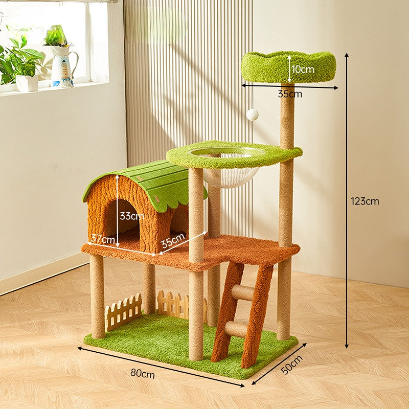 Katzenbaum für große Katzen, Moderner Stil 4-stöckiger Katzenbaum, Katzenbett in Raumkapselform, für Mehrkatzenhaushalte
