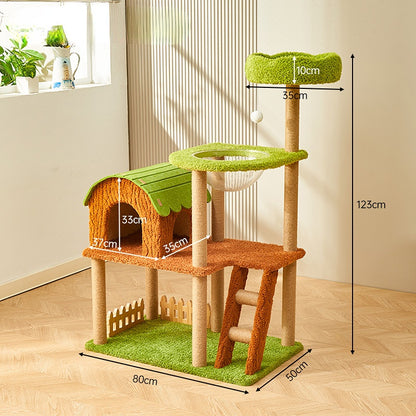 Katzenbaum für große Katzen, Moderner Stil 4-stöckiger Katzenbaum, Katzenbett in Raumkapselform, für Mehrkatzenhaushalte
