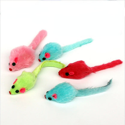 Katzenspielzeug Maus, Plüschfedern mit leuchtenden Farben, interaktiv zum Kauen und Spielen (1 Stück)