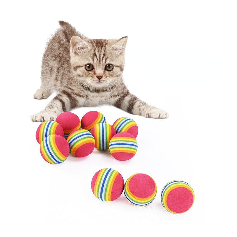 Katzenspielzeug ball Hüpf In Regenbogenfarben, EVA Schwimmt, Geeignet Zum Spielen & Jagen Im Innenbereich (1 Stück)