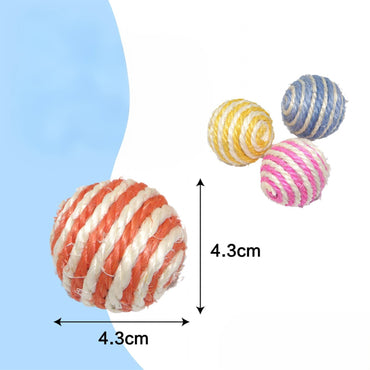 Katzenspielzeug Katzenball Geflochtener Sisalball Kaubar Verschleißfest Geeignet zum Spielen Zufällige Farben