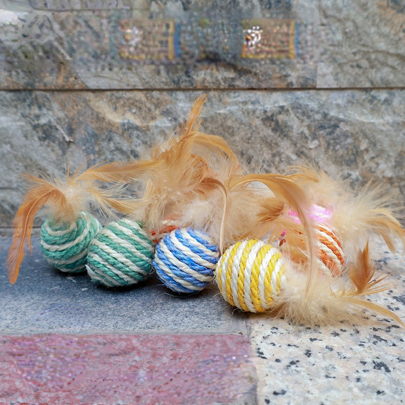 Katzenspielzeug Katzenball Geflochtener Sisalball Kaubar Verschleißfest Geeignet zum Spielen Zufällige Farben