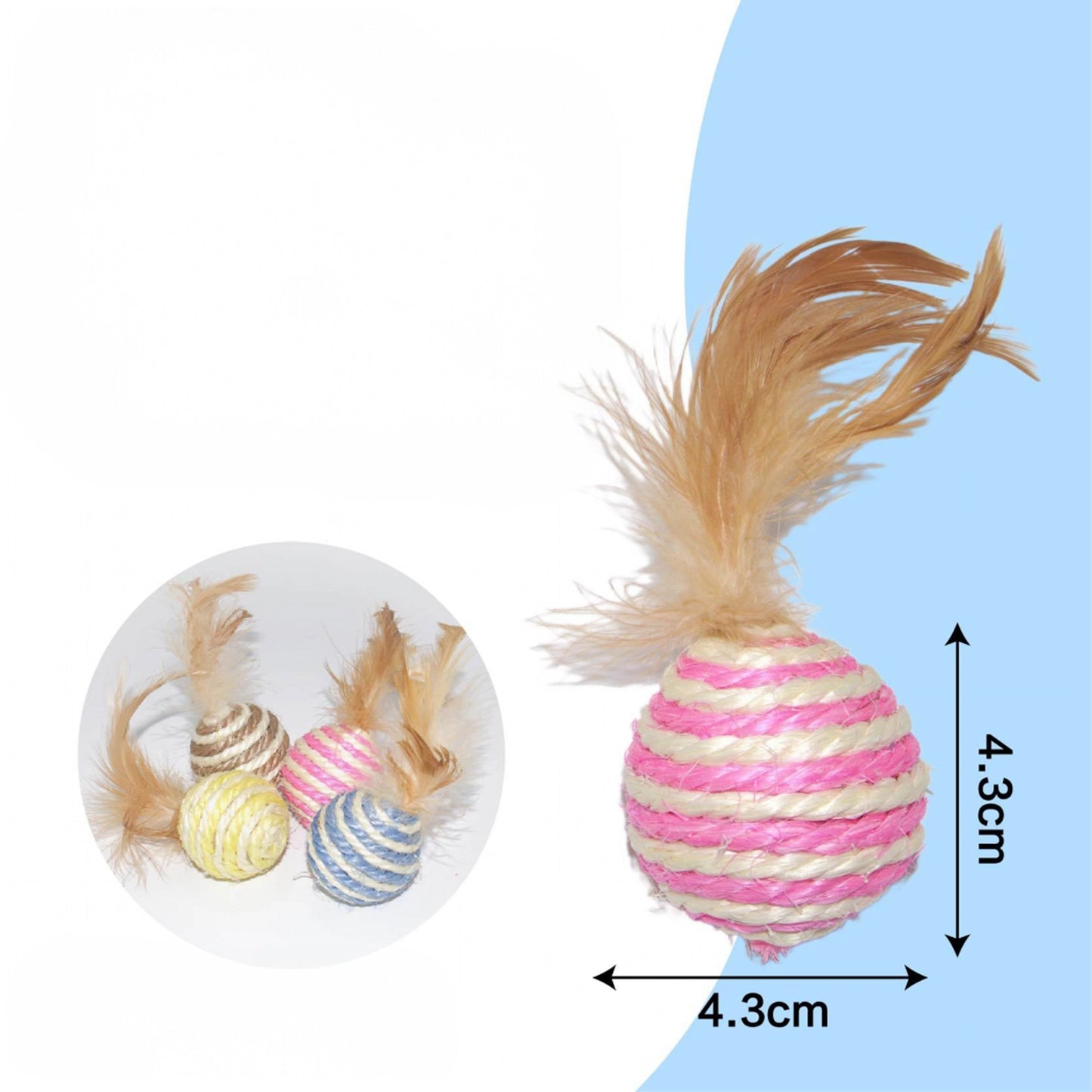Katzenspielzeug Katzenball Geflochtener Sisalball Kaubar Verschleißfest Geeignet zum Spielen Zufällige Farben