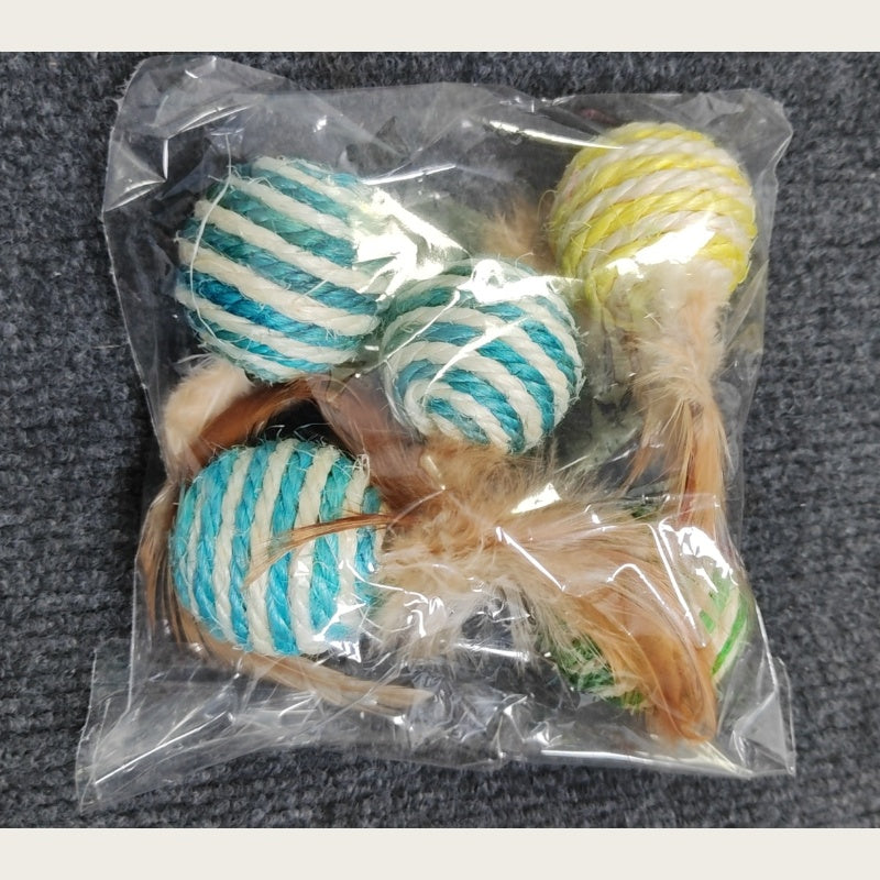 Katzenspielzeug Katzenball Geflochtener Sisalball Kaubar Verschleißfest Geeignet zum Spielen Zufällige Farben